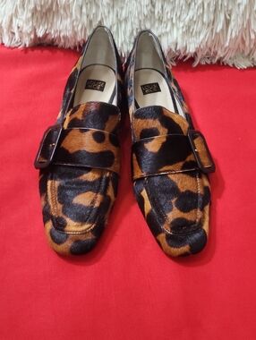 Louise et Cie Leopard Print Buckle Loafers - Black & Brown